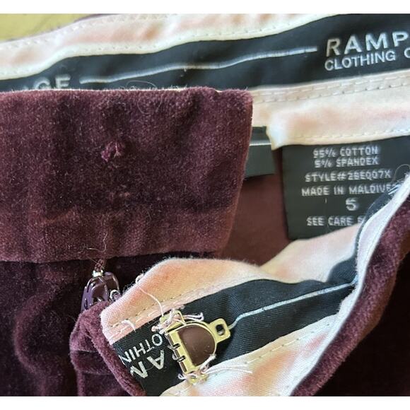 Y2K Burgundy Crushed Velvet Pants 5 RAMPAGE Corduroy Bootcut Office Siren Glam - Picture 13 of 16